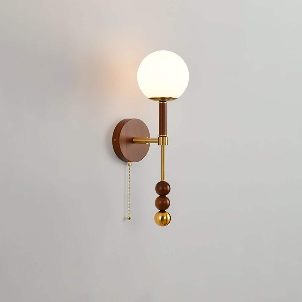 Wall Sconce 19.7 Inches Glass Shade Wood and Metal 8 Models