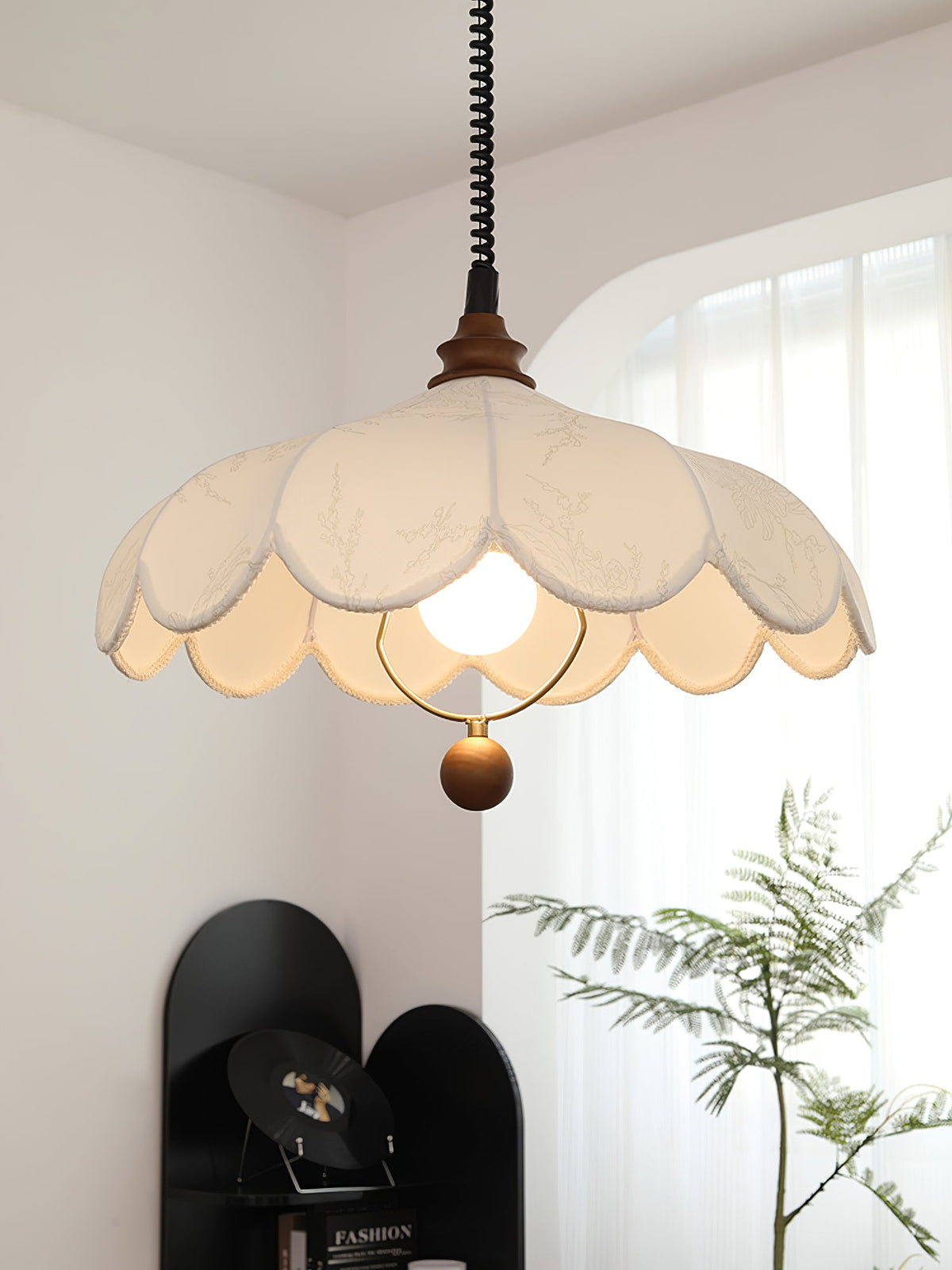 Fabric Pendant Light 15.7 or 19.7 Inches Scalloped Shade