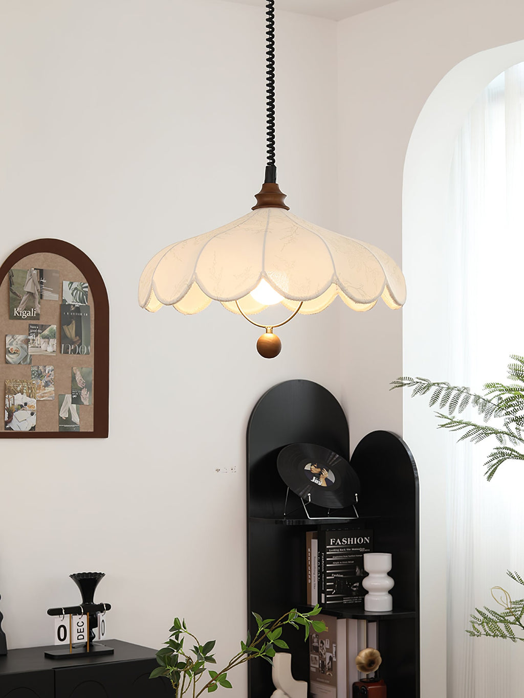 Fabric Pendant Light 15.7 or 19.7 Inches Scalloped Shade