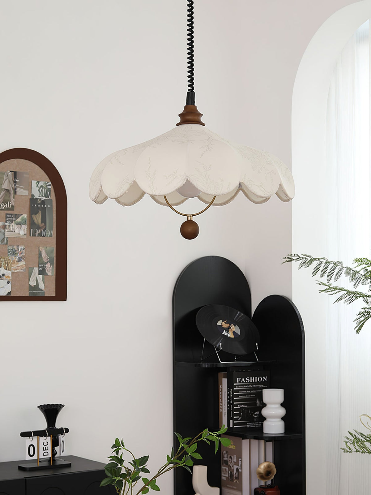 Fabric Pendant Light 15.7 or 19.7 Inches Scalloped Shade