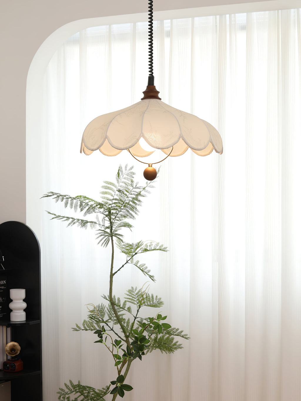 Fabric Pendant Light 15.7 or 19.7 Inches Scalloped Shade