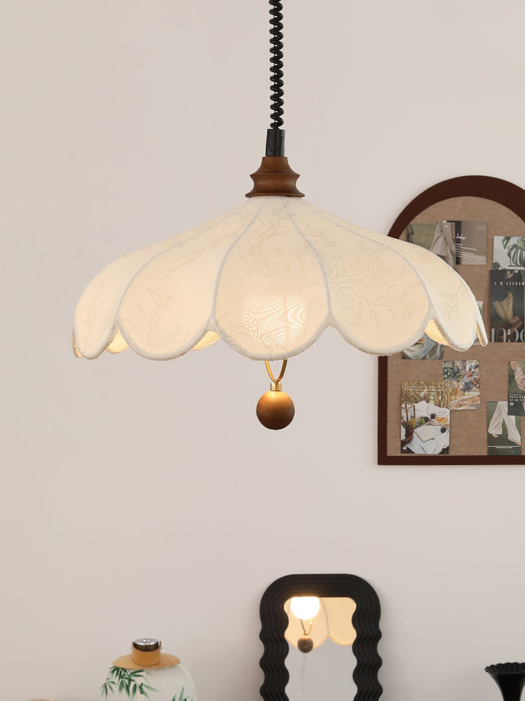 Fabric Pendant Light 15.7 or 19.7 Inches Scalloped Shade