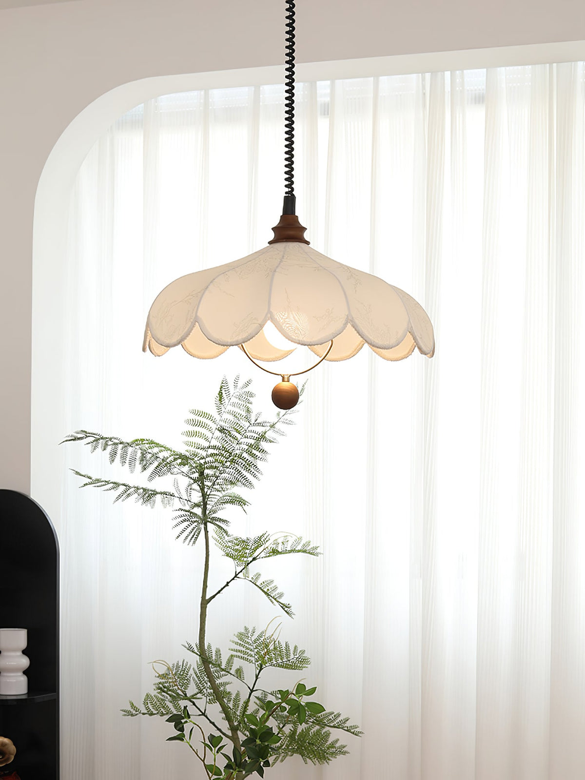 Fabric Pendant Light 15.7 or 19.7 Inches Scalloped Shade
