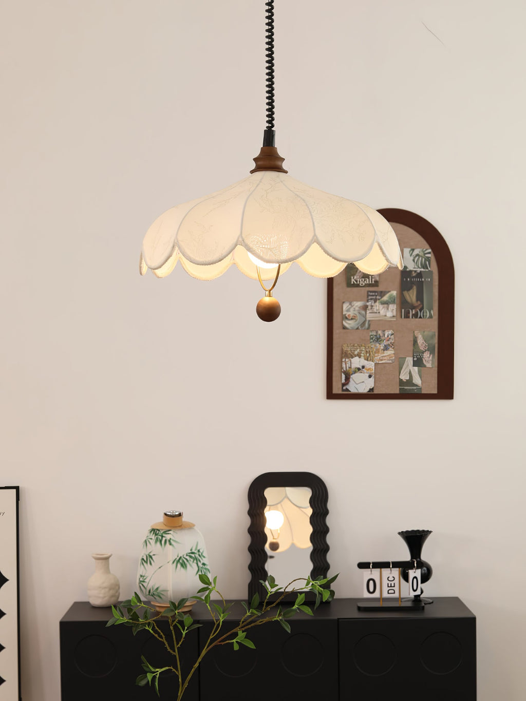 Fabric Pendant Light 15.7 or 19.7 Inches Scalloped Shade