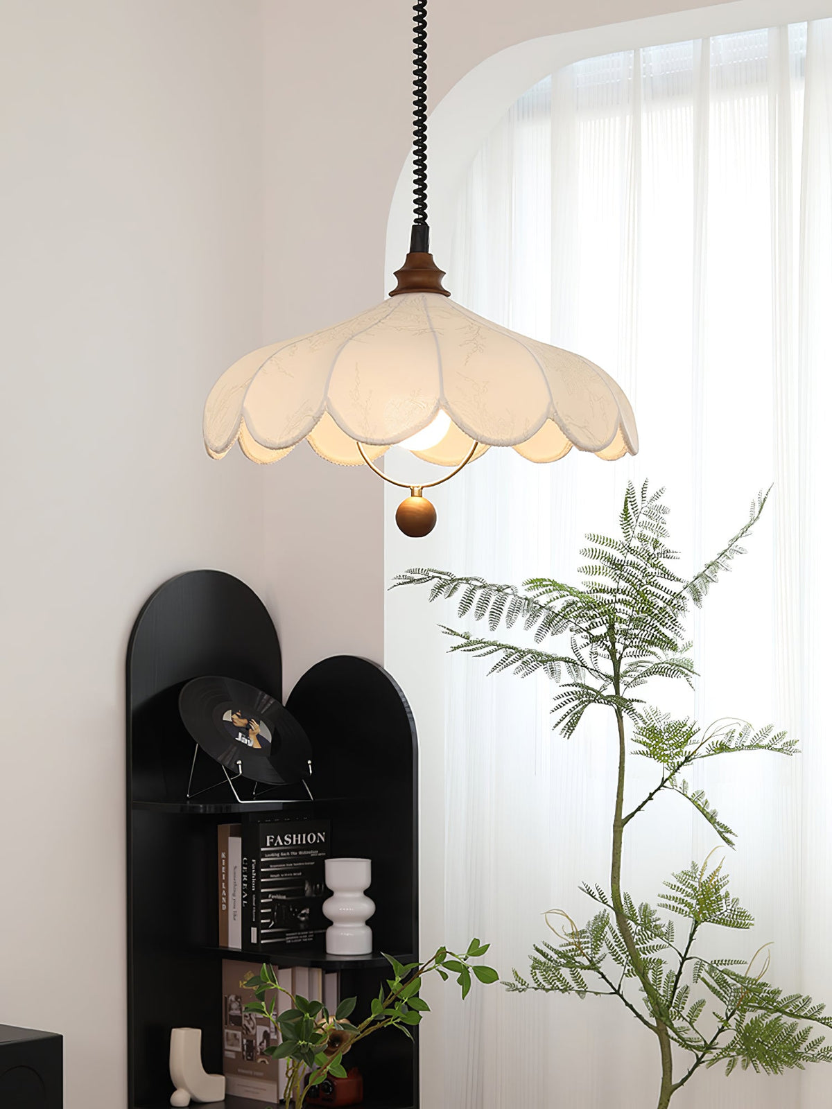 Fabric Pendant Light 15.7 or 19.7 Inches Scalloped Shade