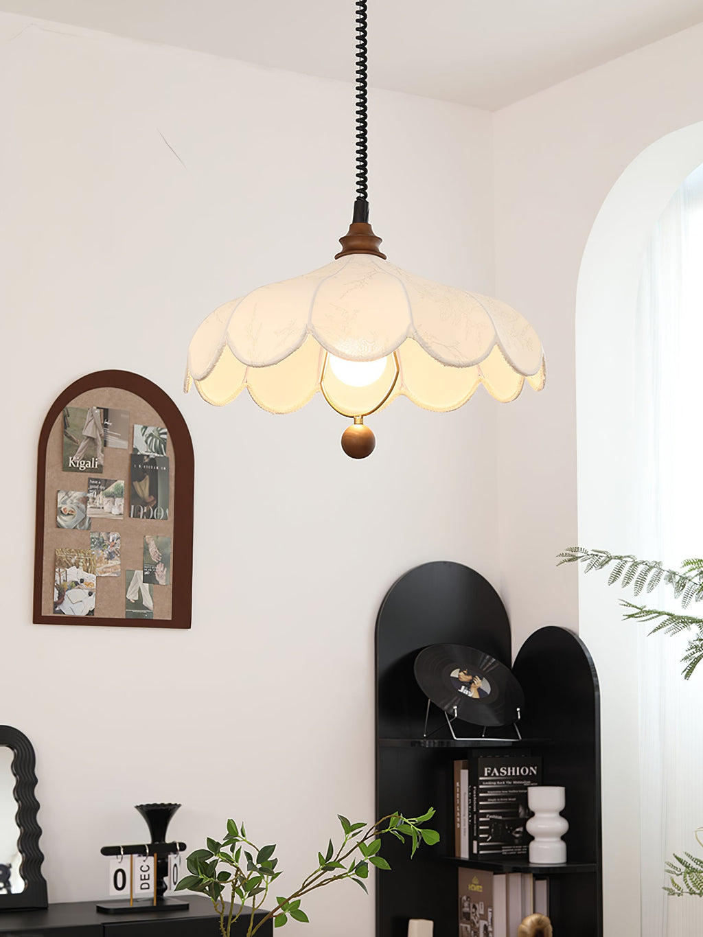 Fabric Pendant Light 15.7 or 19.7 Inches Scalloped Shade