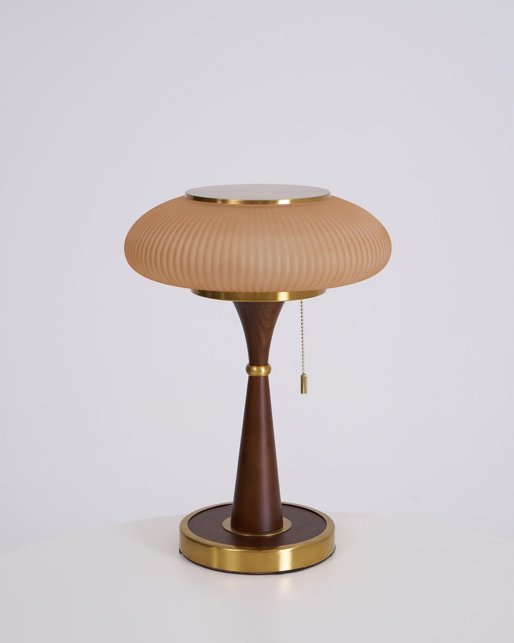 Mushroom Table Lamp 16.9 Inches Glass Shade Wood Base