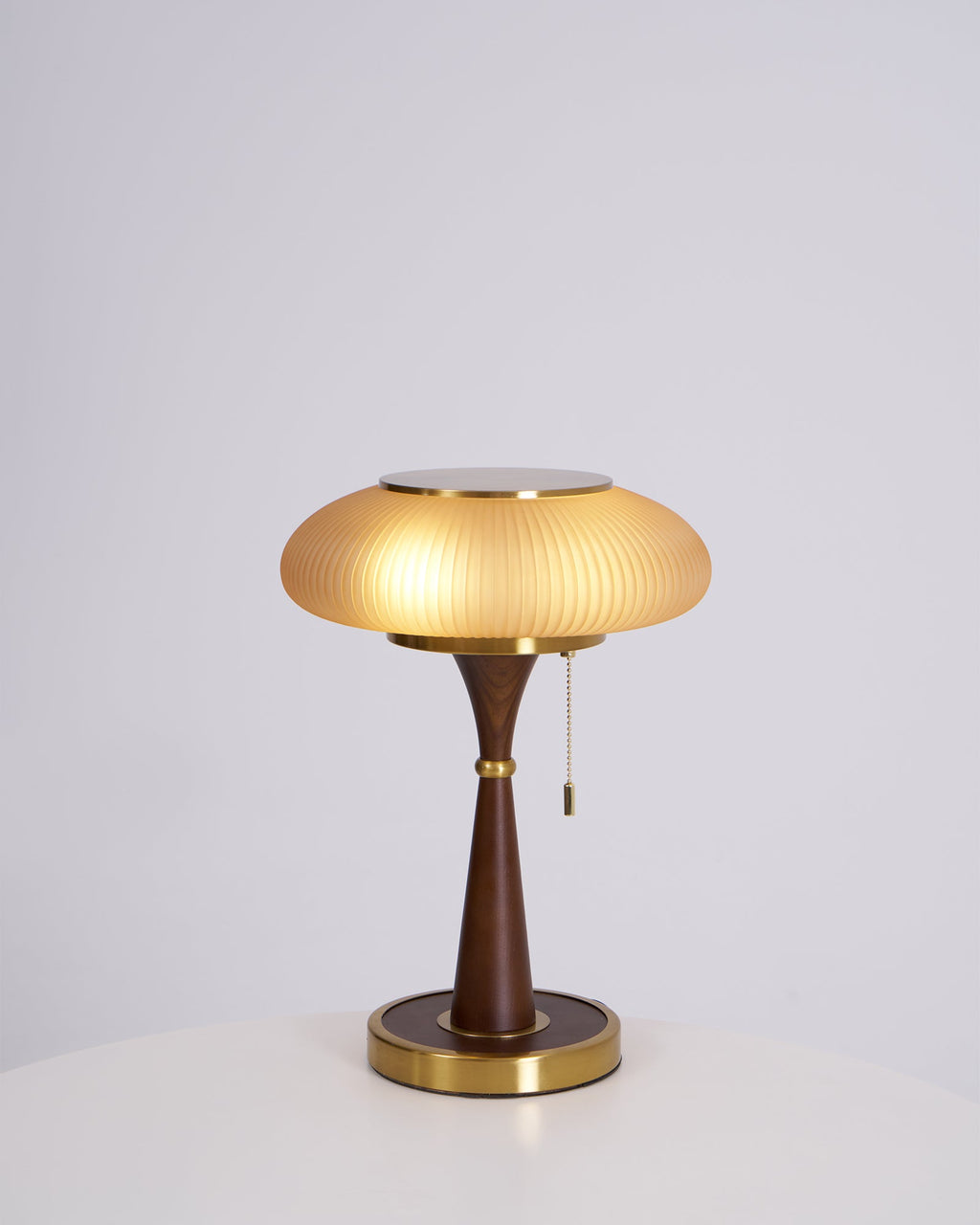 Mushroom Table Lamp 16.9 Inches Glass Shade Wood Base