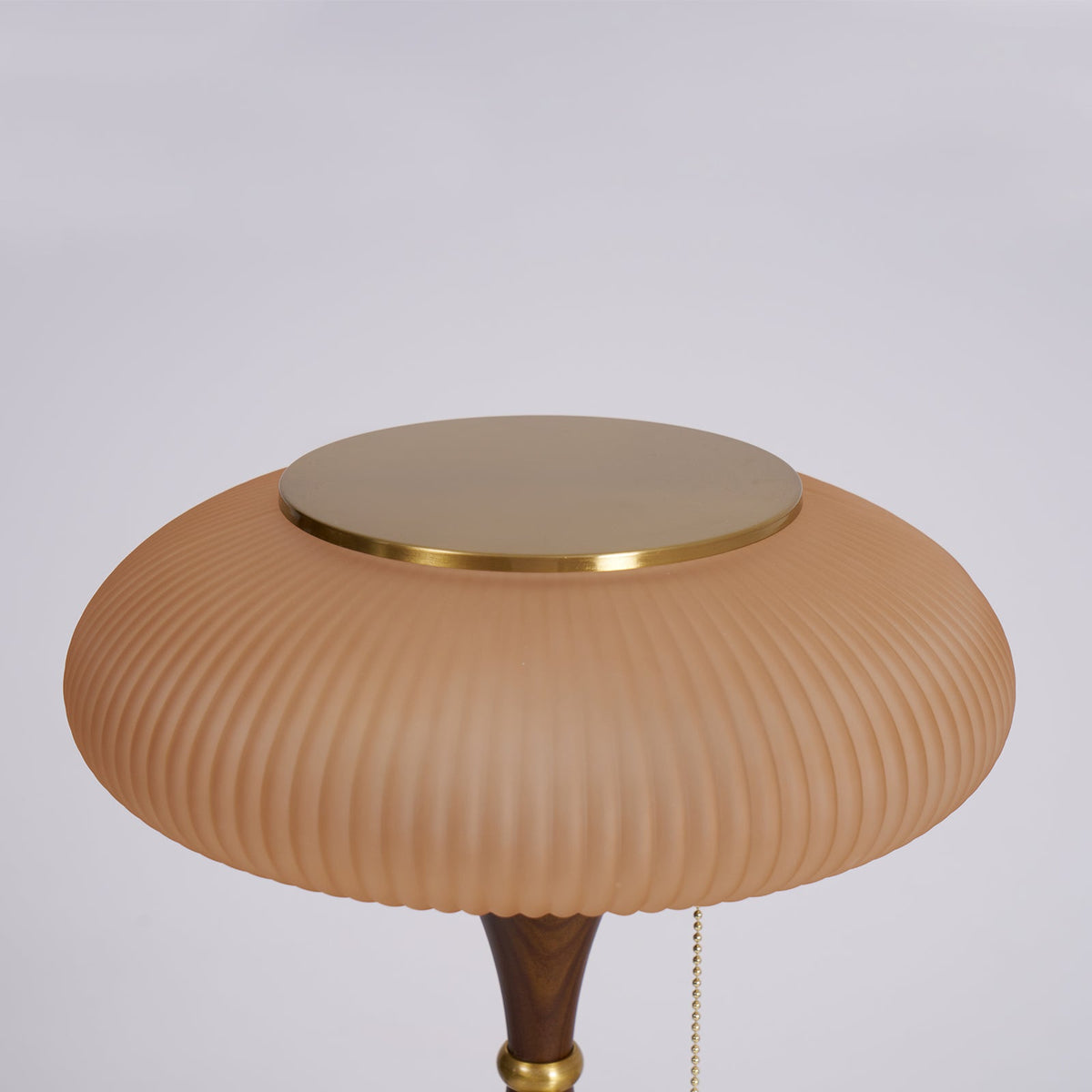 Mushroom Table Lamp 16.9 Inches Glass Shade Wood Base