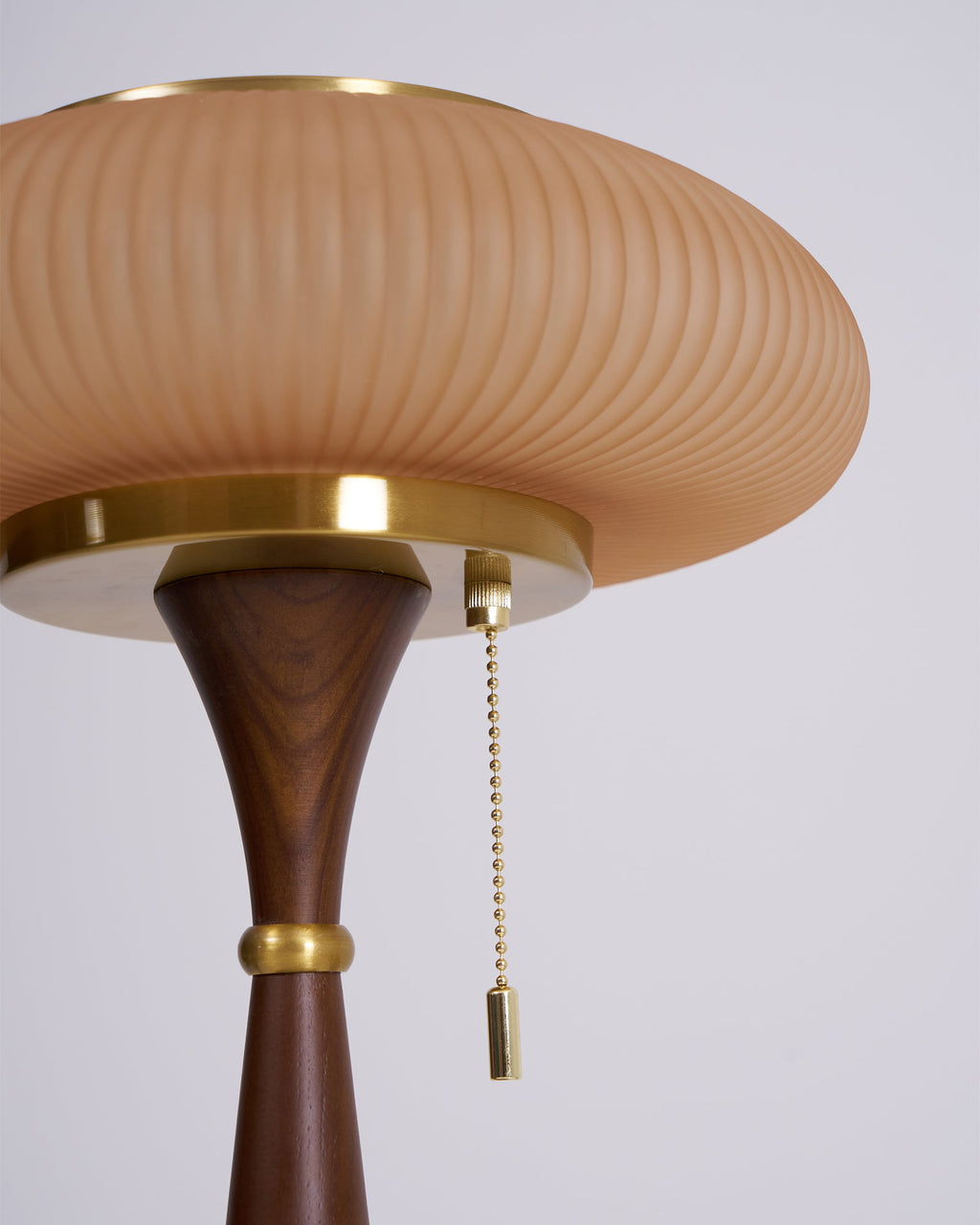 Mushroom Table Lamp 16.9 Inches Glass Shade Wood Base