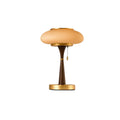 Mushroom Table Lamp 16.9 Inches Glass Shade Wood Base