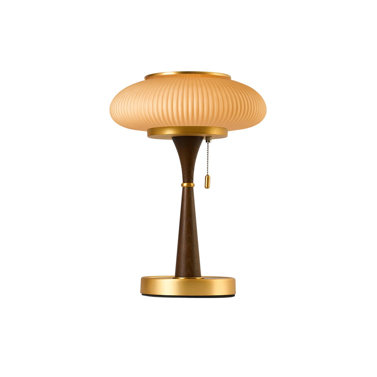 Mushroom Table Lamp 16.9 Inches Glass Shade Wood Base