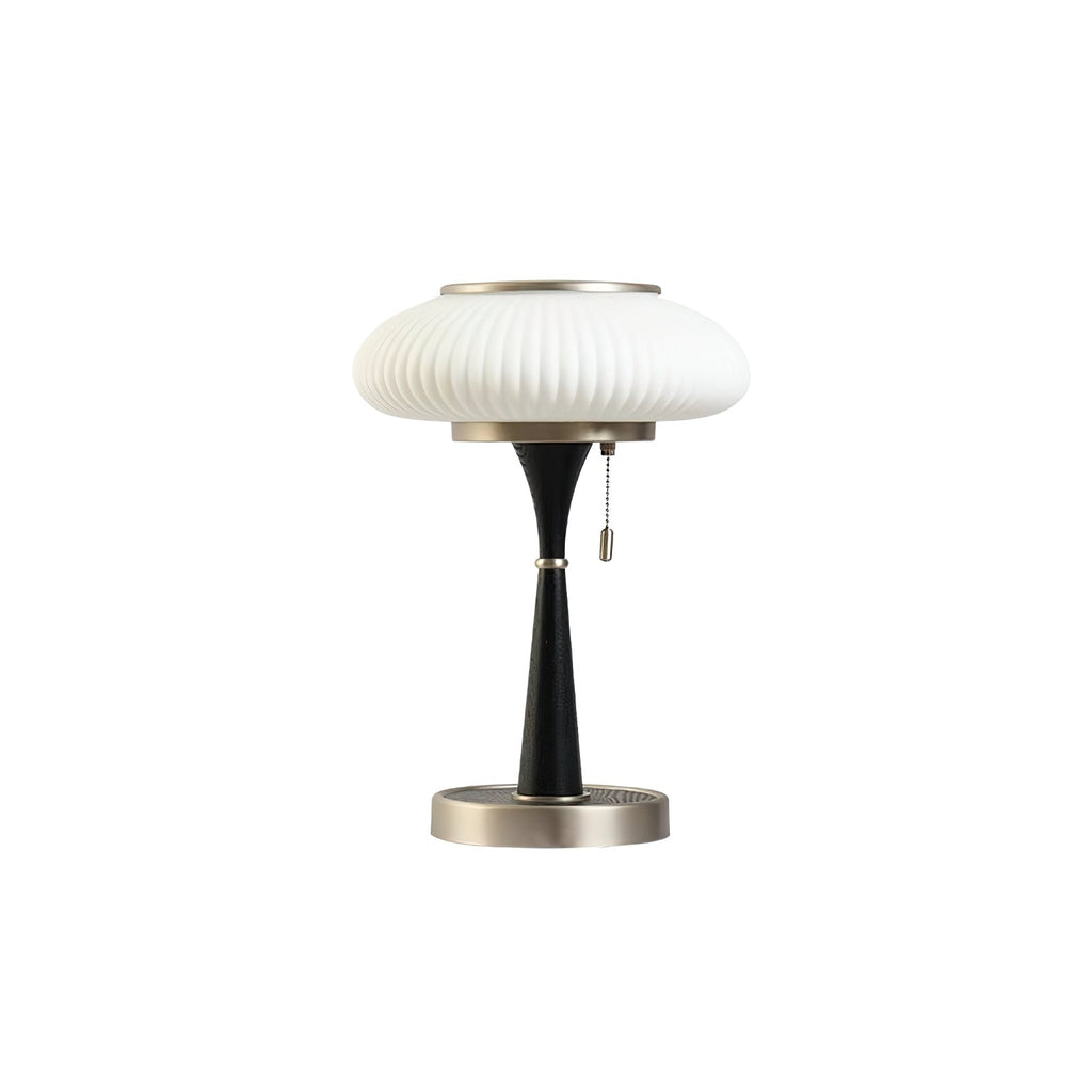 Mushroom Table Lamp 16.9 Inches Glass Shade Wood Base