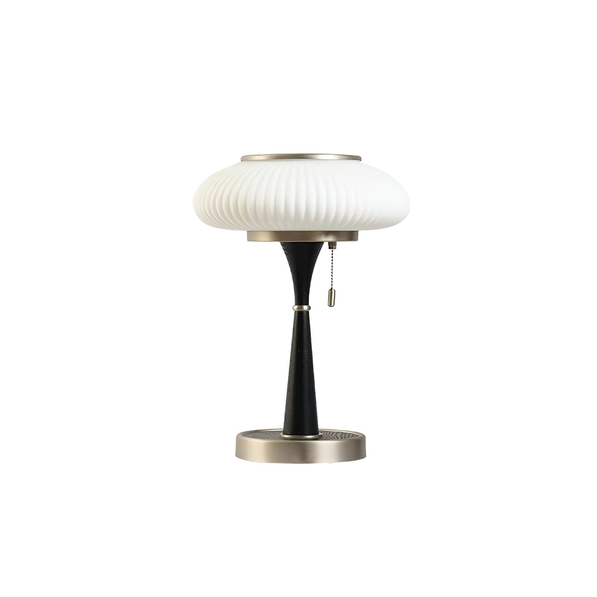Mushroom Table Lamp 16.9 Inches Glass Shade Wood Base