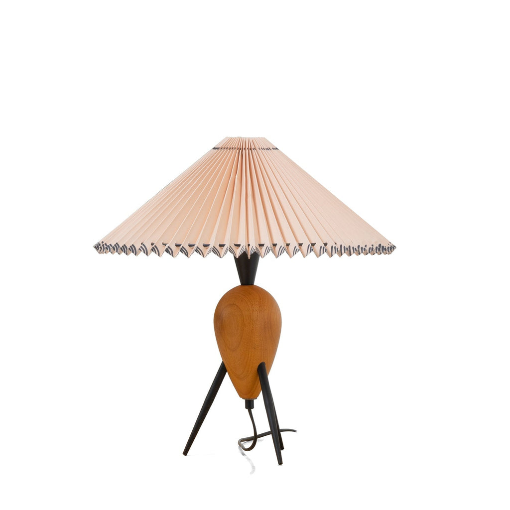Table Lamp 14.9 Inches Burl Wood Base Fabric Shade