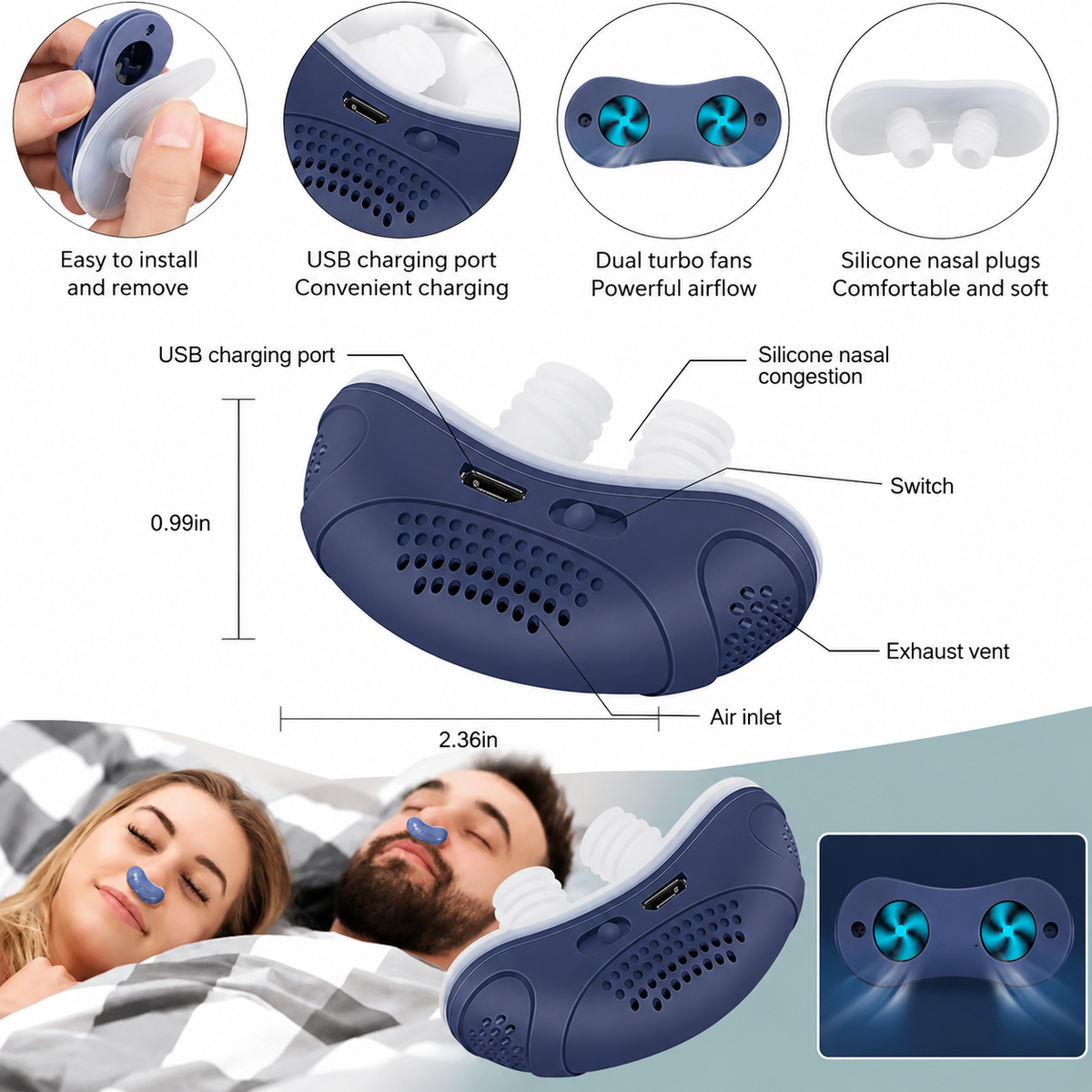 Micro CPAP Travel Anti-Snoring Device