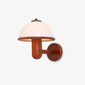 Wall Lamp 11 Inches Oak Wood Mushroom Shape White Shade