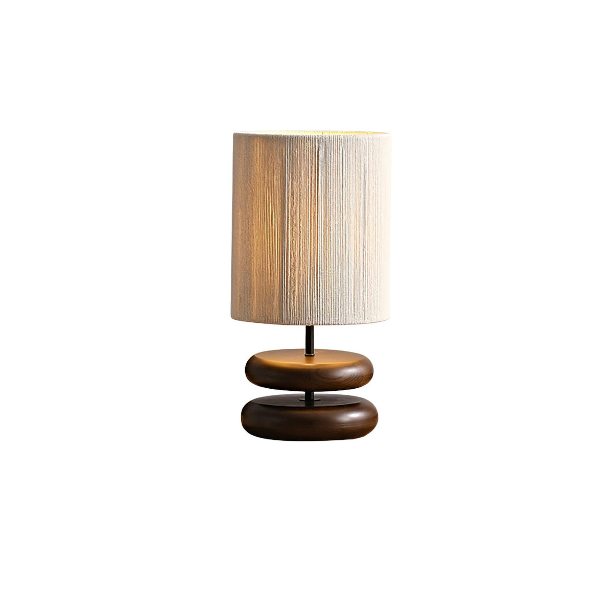 Table Lamp 15.7 Inches Wood Base Woven Hemp Rope Shade