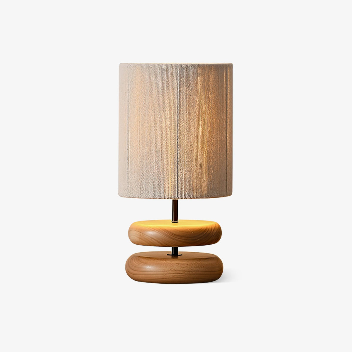 Table Lamp 15.7 Inches Wood Base Woven Hemp Rope Shade