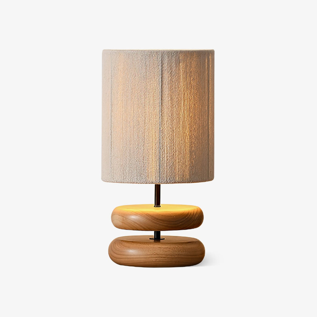 Table Lamp 15.7 Inches Wood Base Woven Hemp Rope Shade