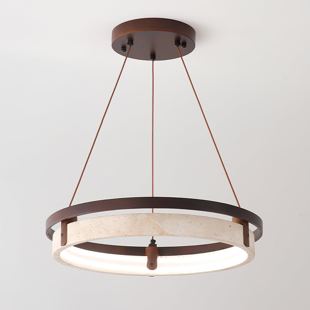 Pendant Light 16.9 20.9 or 24.8 Inches Travertine Ring