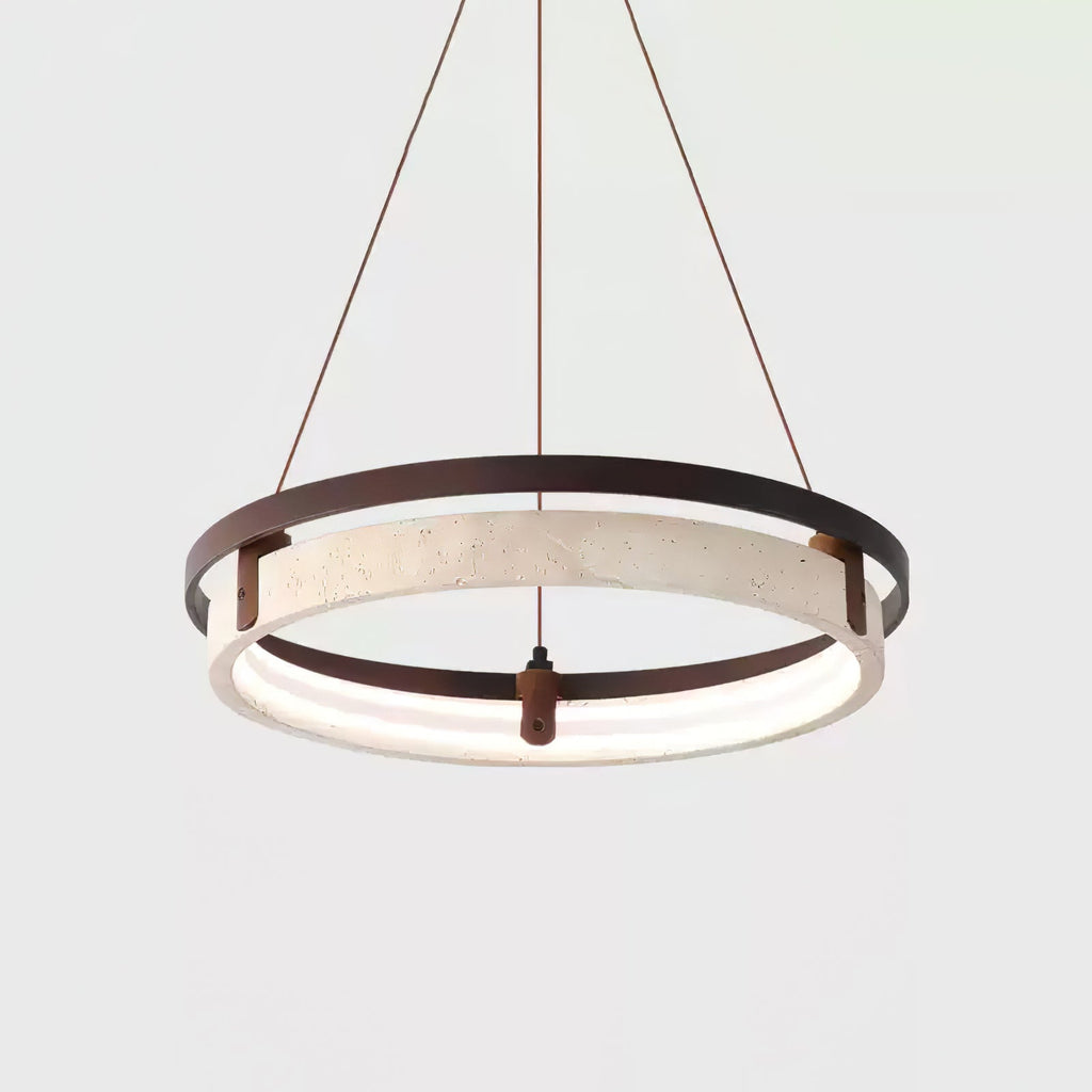 Pendant Light 16.9 20.9 or 24.8 Inches Travertine Ring