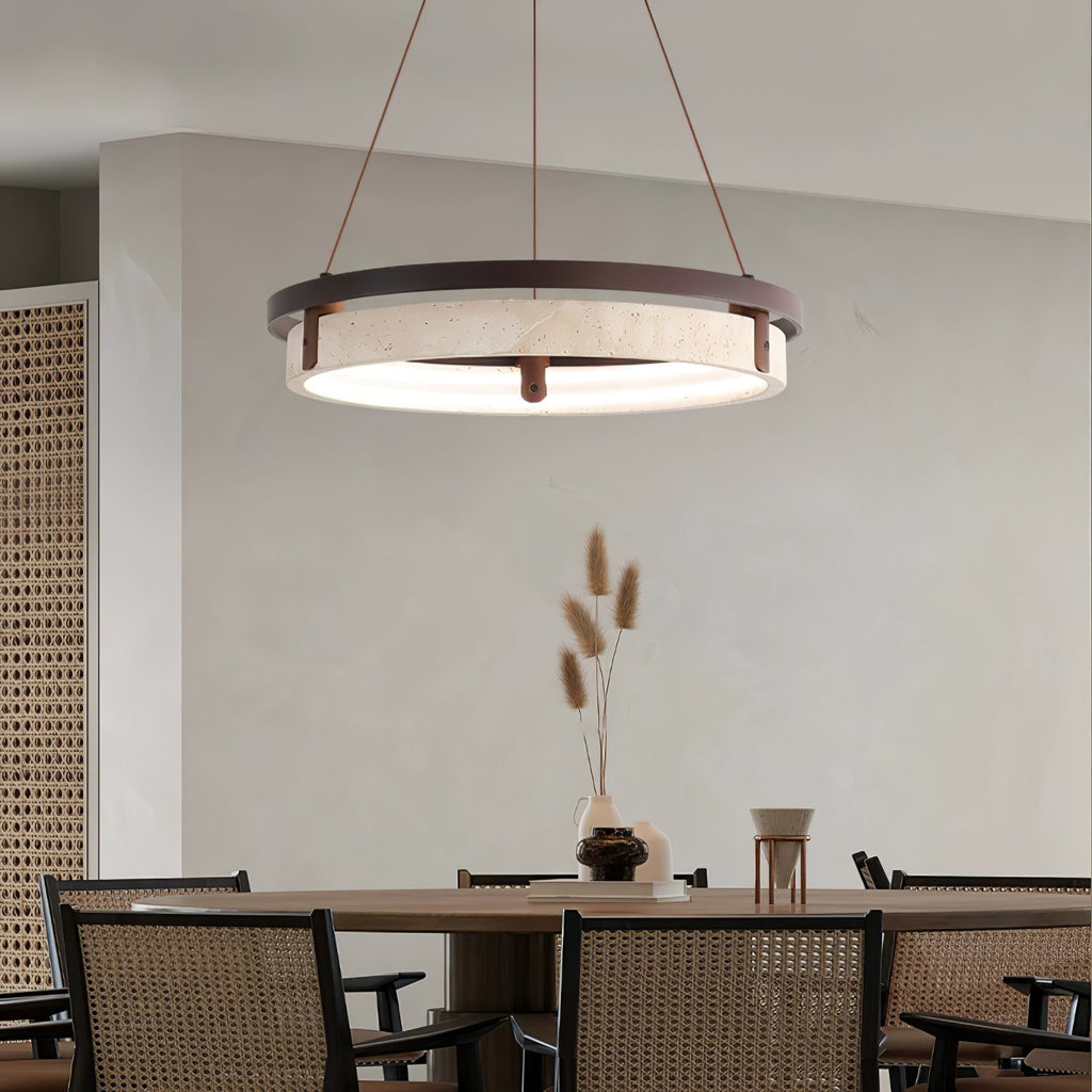 Pendant Light 16.9 20.9 or 24.8 Inches Travertine Ring