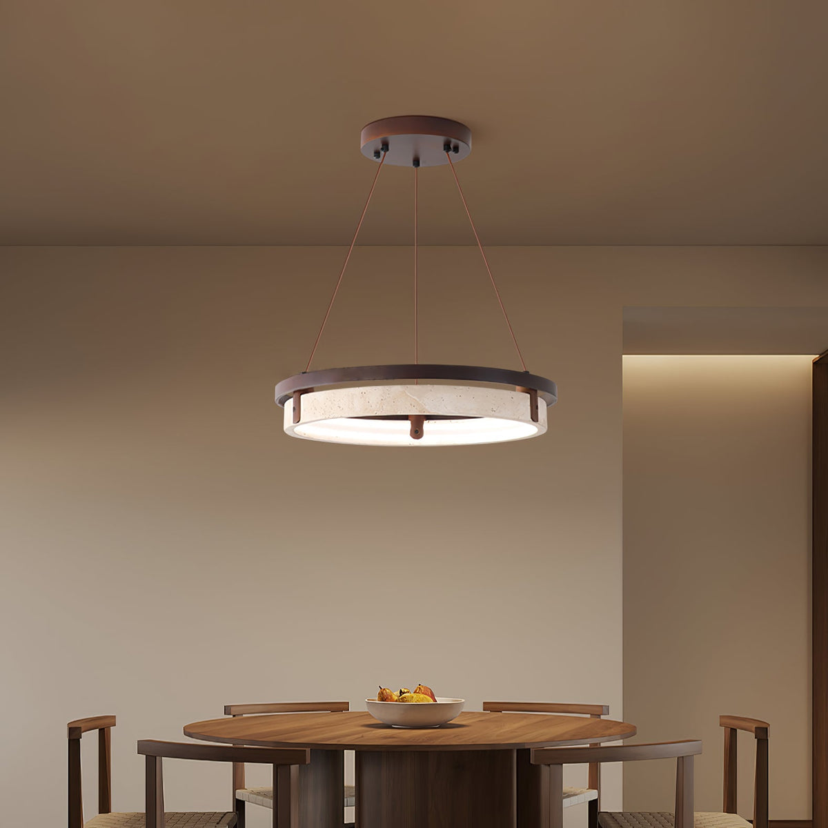 Pendant Light 16.9 20.9 or 24.8 Inches Travertine Ring