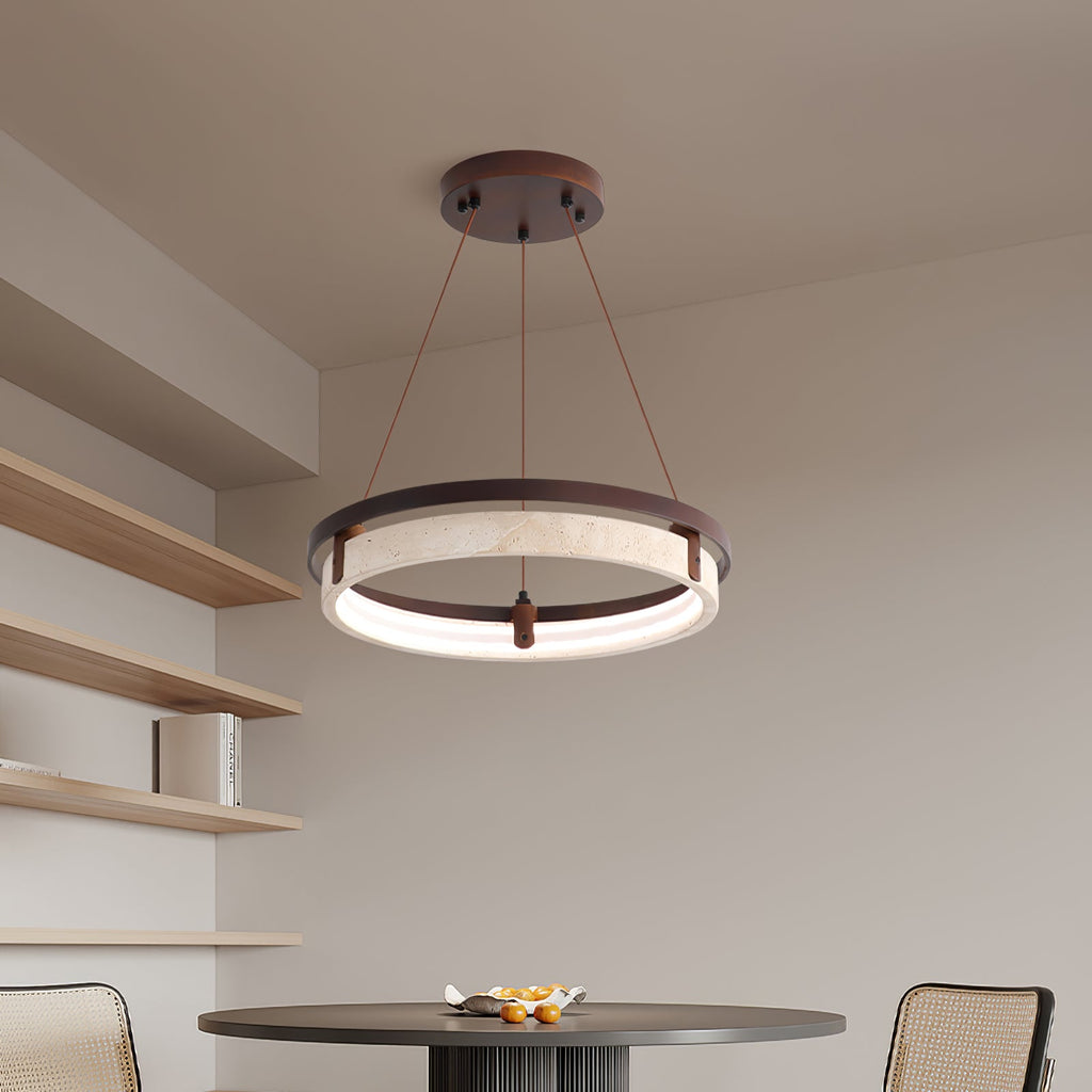 Pendant Light 16.9 20.9 or 24.8 Inches Travertine Ring