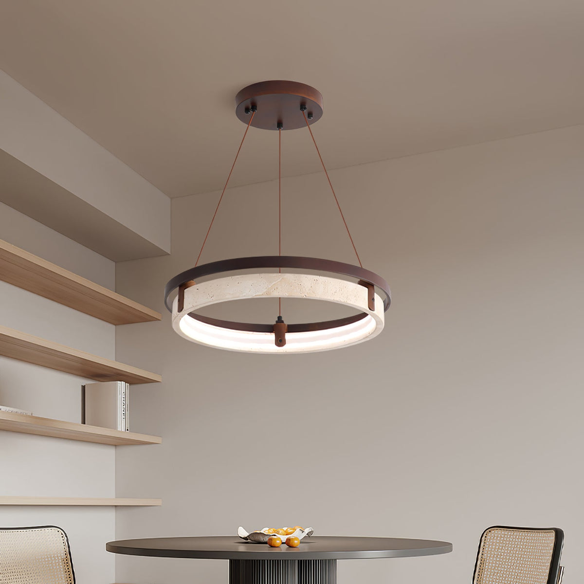 Pendant Light 16.9 20.9 or 24.8 Inches Travertine Ring