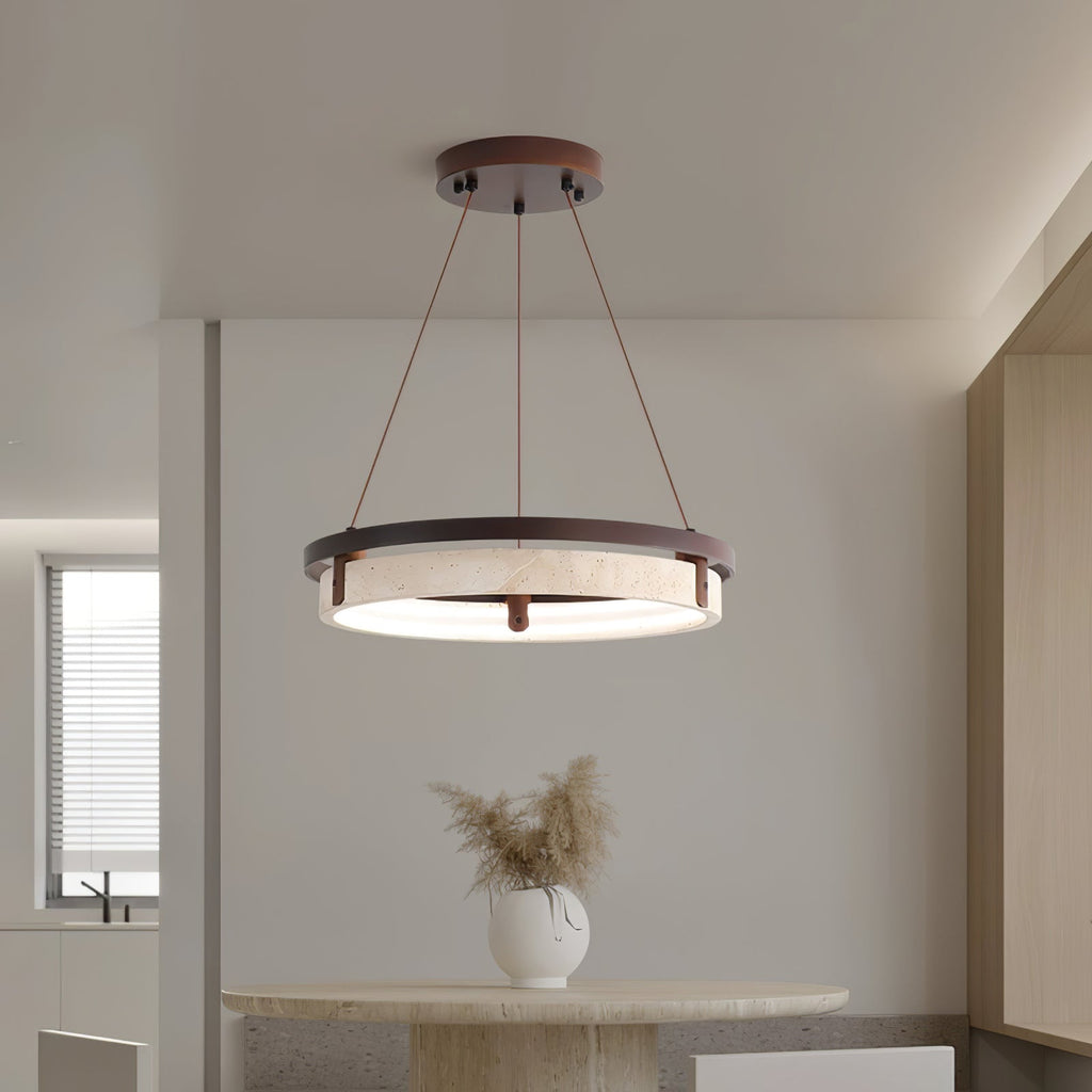 Pendant Light 16.9 20.9 or 24.8 Inches Travertine Ring
