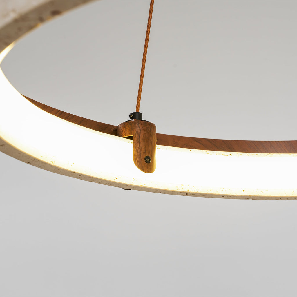 Pendant Light 16.9 20.9 or 24.8 Inches Travertine Ring