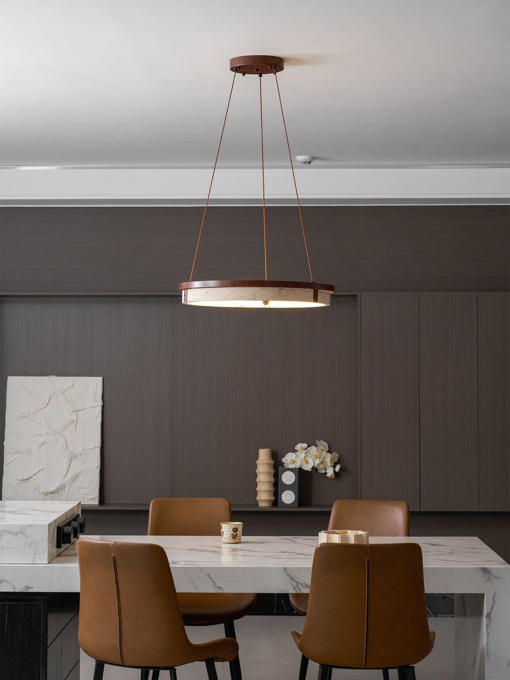 Pendant Light 16.9 20.9 or 24.8 Inches Travertine Ring