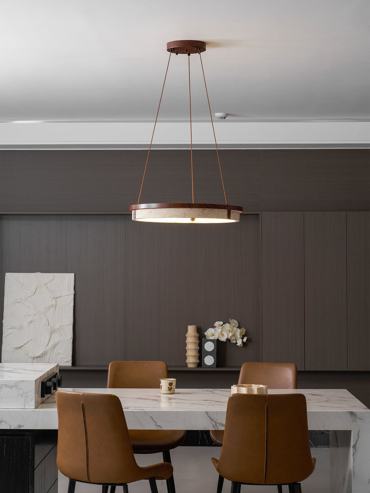 Pendant Light 16.9 20.9 or 24.8 Inches Travertine Ring