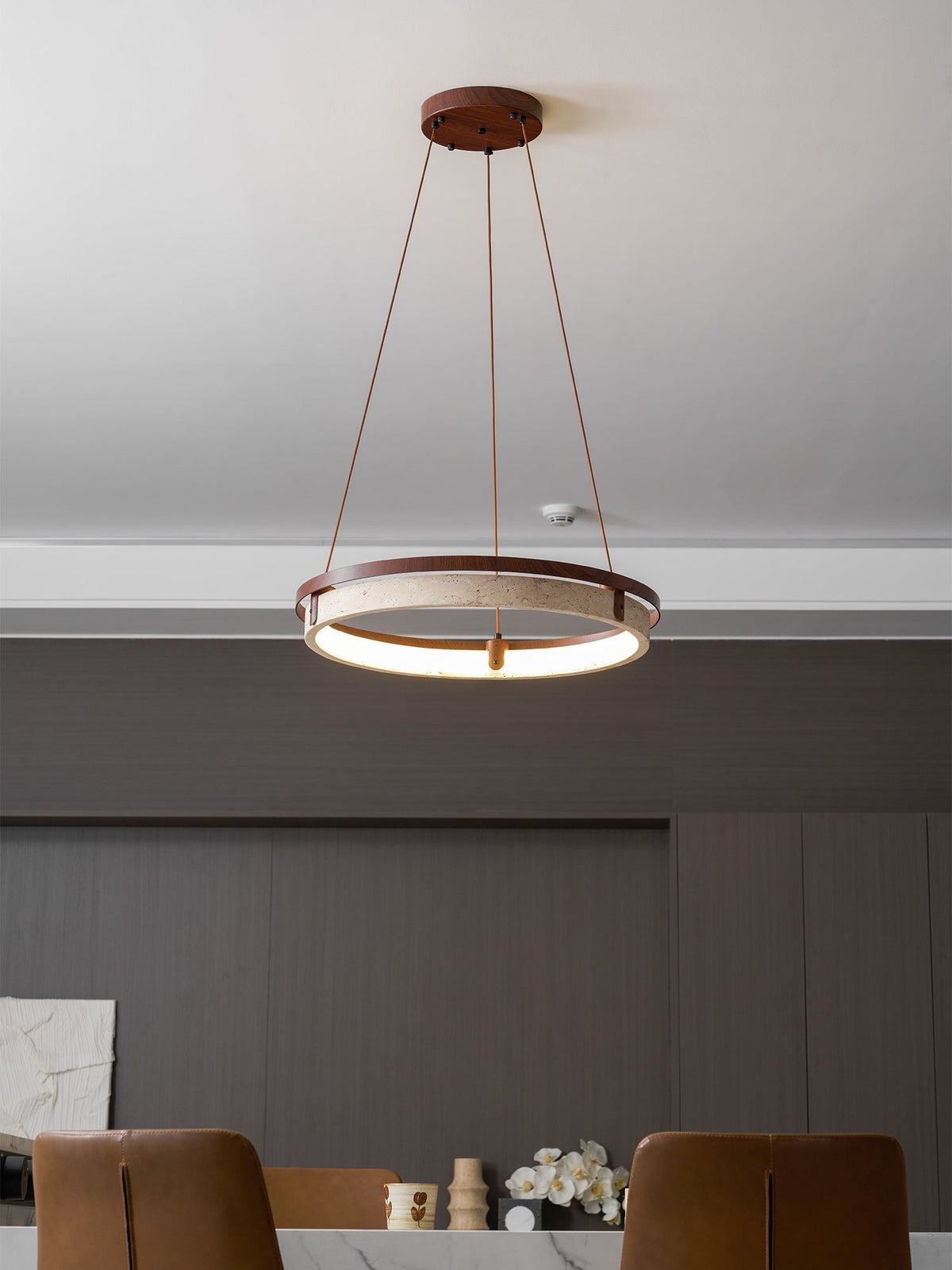Pendant Light 16.9 20.9 or 24.8 Inches Travertine Ring