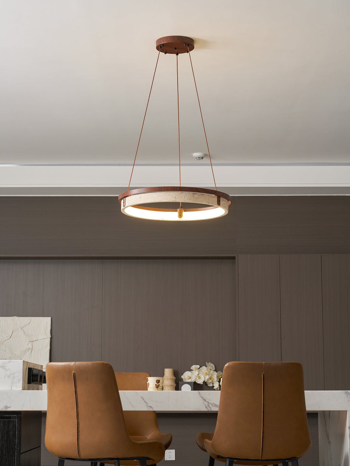 Pendant Light 16.9 20.9 or 24.8 Inches Travertine Ring