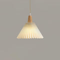 Pendant Light 4 Sizes Pleated Paper Shade Wood Cap