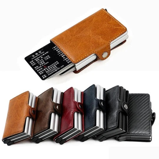 RFID Leather Wallet with Pop-Up Card Pouches