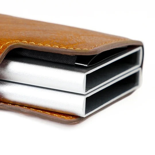 RFID Leather Wallet with Pop-Up Card Pouches