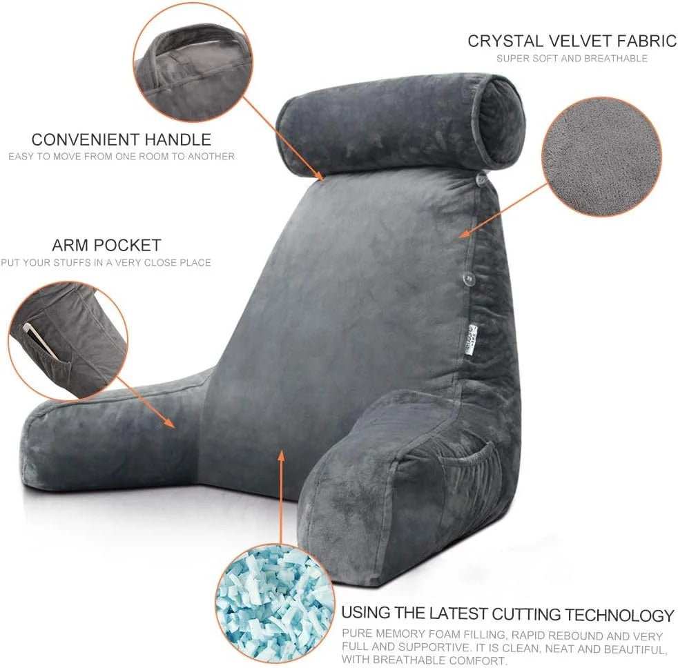 Reading Bed Pillow with Armrests