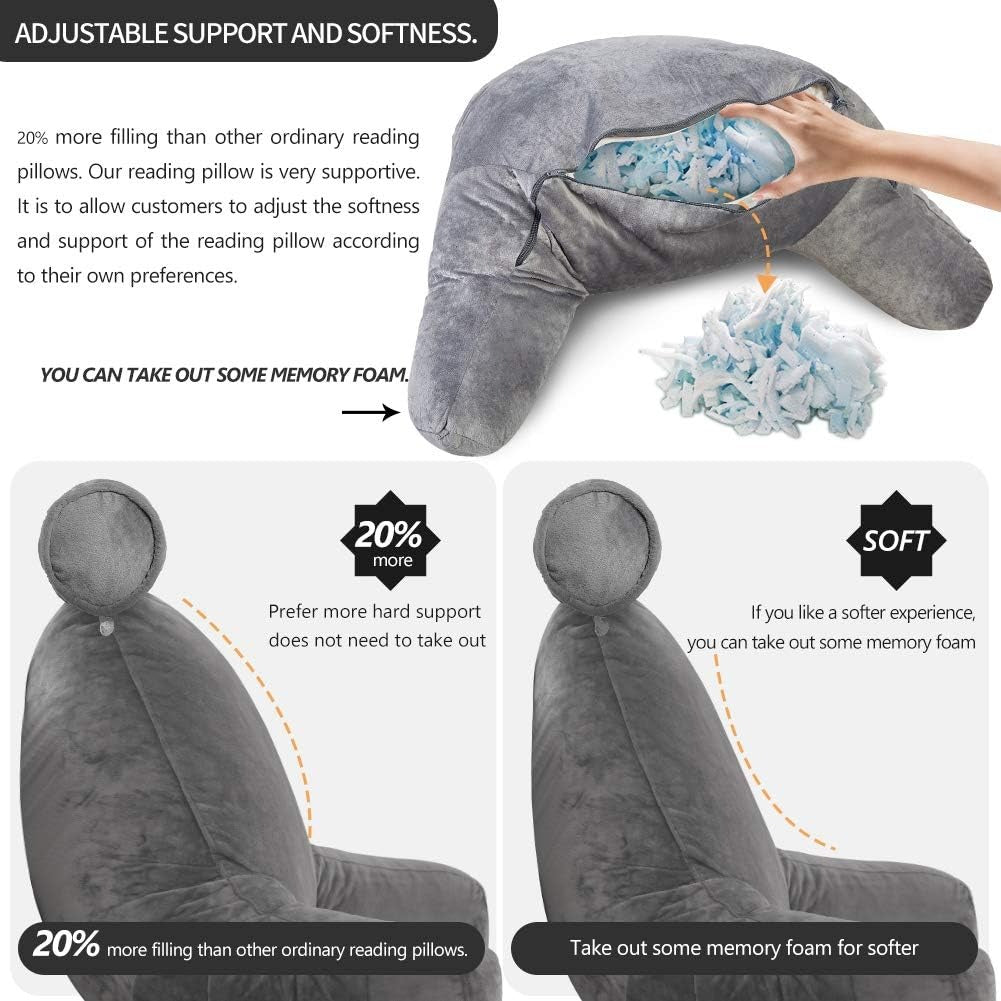 Reading Bed Pillow with Armrests