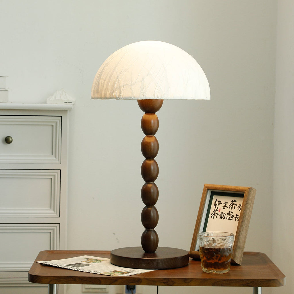 Table Lamp 22 Inches Stacked Wood Base Rice Paper Shade
