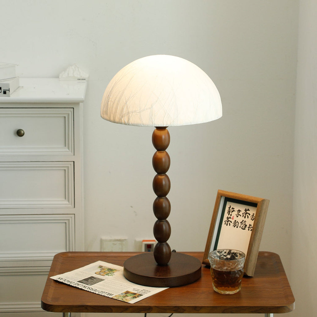 Table Lamp 22 Inches Stacked Wood Base Rice Paper Shade
