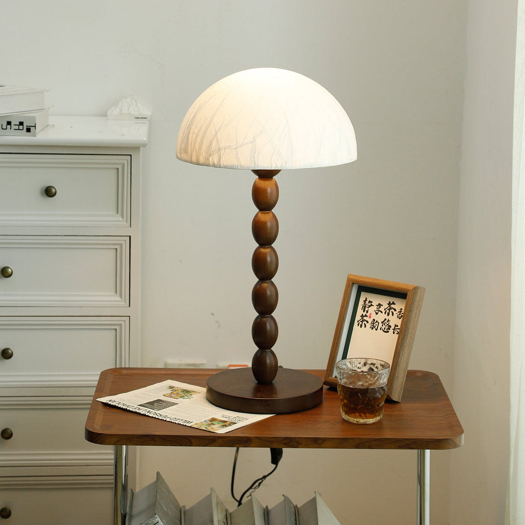 Table Lamp 22 Inches Stacked Wood Base Rice Paper Shade