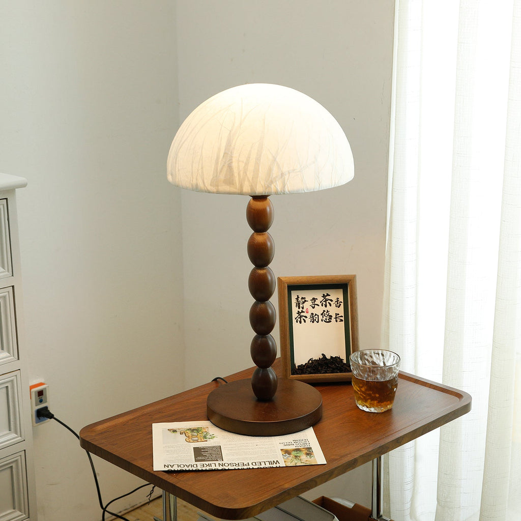 Table Lamp 22 Inches Stacked Wood Base Rice Paper Shade