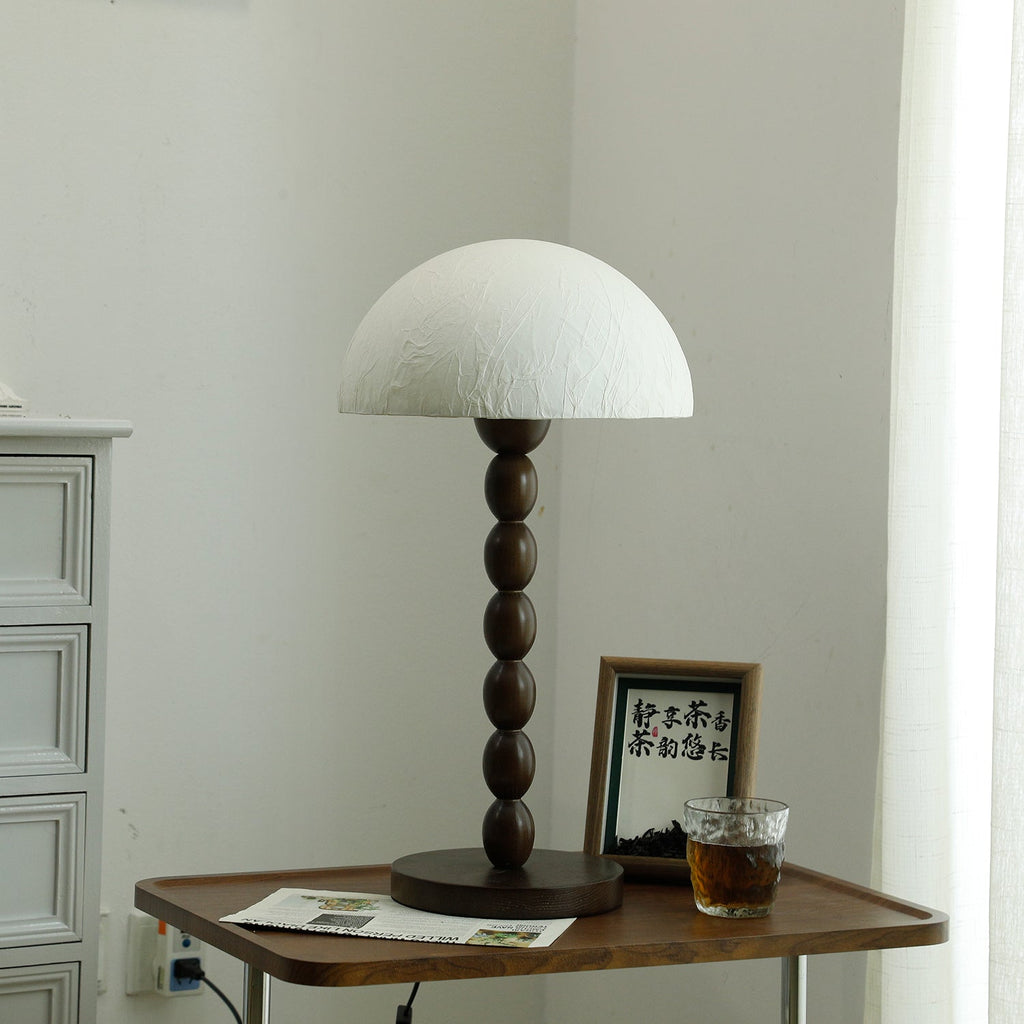 Table Lamp 22 Inches Stacked Wood Base Rice Paper Shade