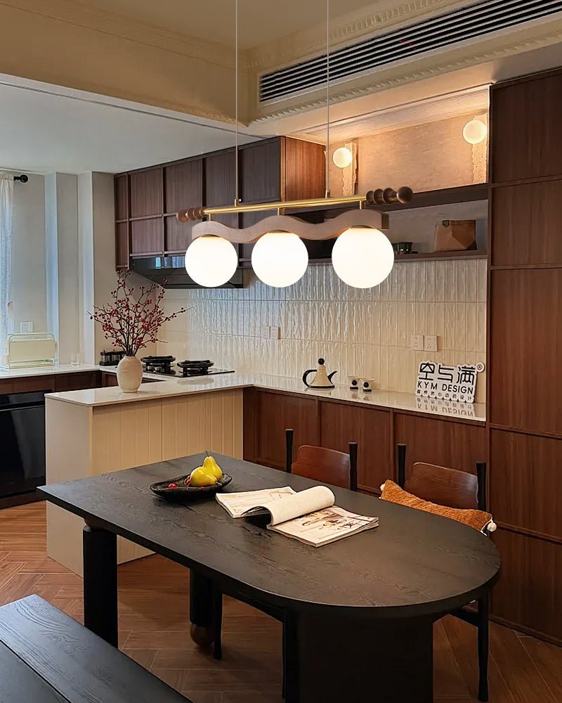 Linear Pendant Light 39.4 or 47.2 Inches 4 Glass Globes