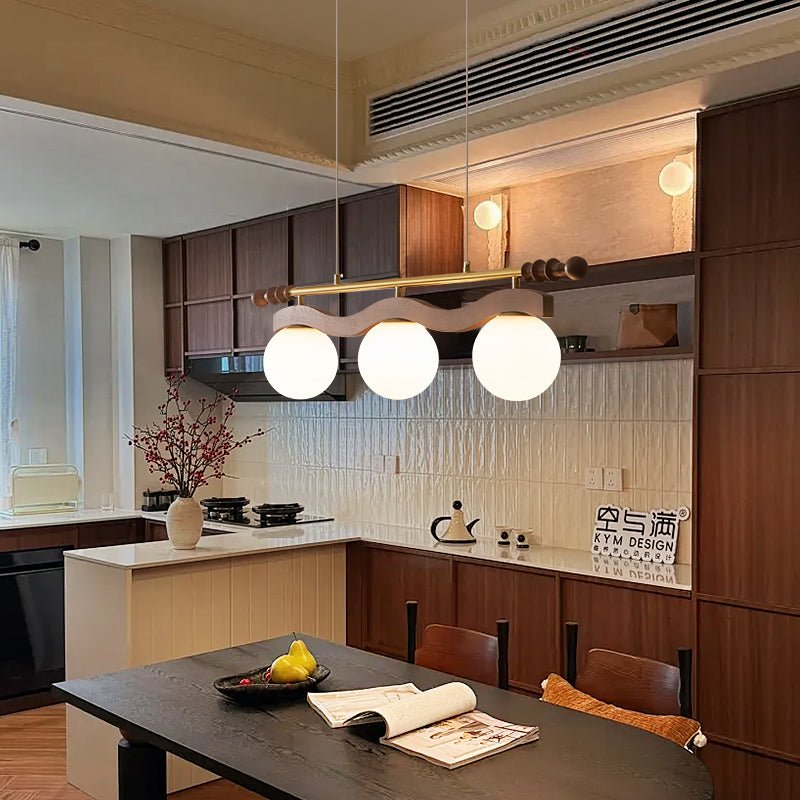 Linear Pendant Light 39.4 or 47.2 Inches 4 Glass Globes
