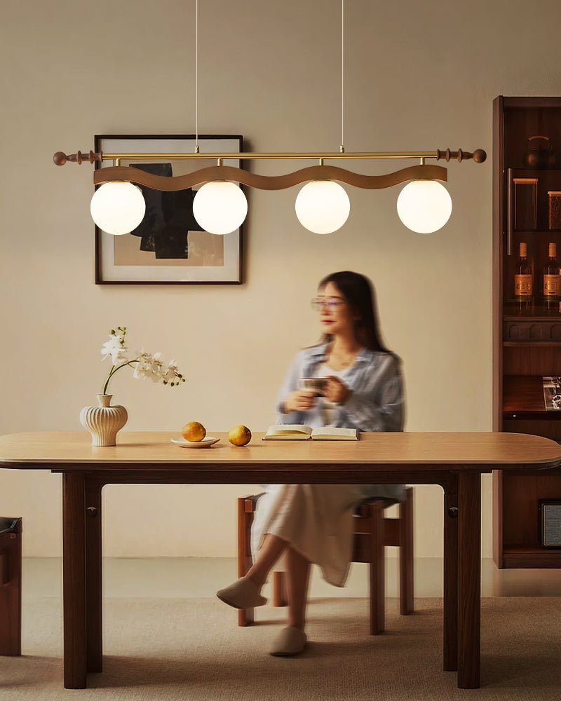 Linear Pendant Light 39.4 or 47.2 Inches 4 Glass Globes