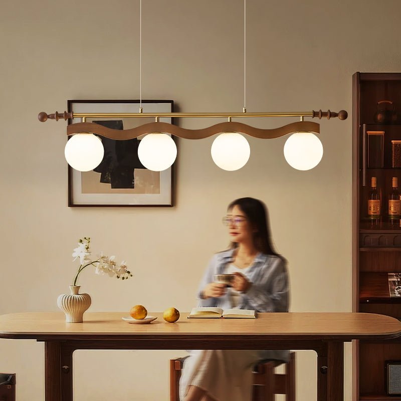 Linear Pendant Light 39.4 or 47.2 Inches 4 Glass Globes